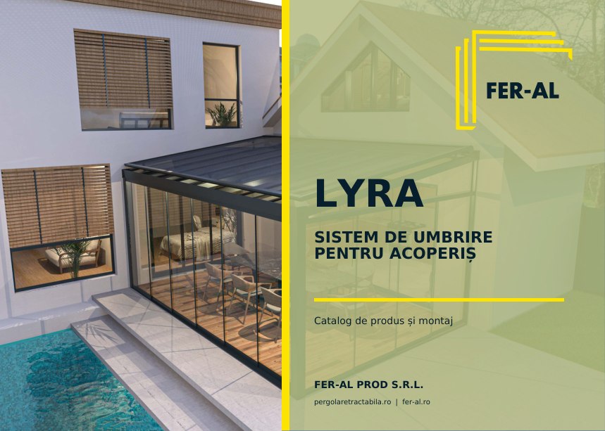 Coperta catalogului LYRA: sistem ZIP Screen pentru umbrirea acoperișului, FER-AL